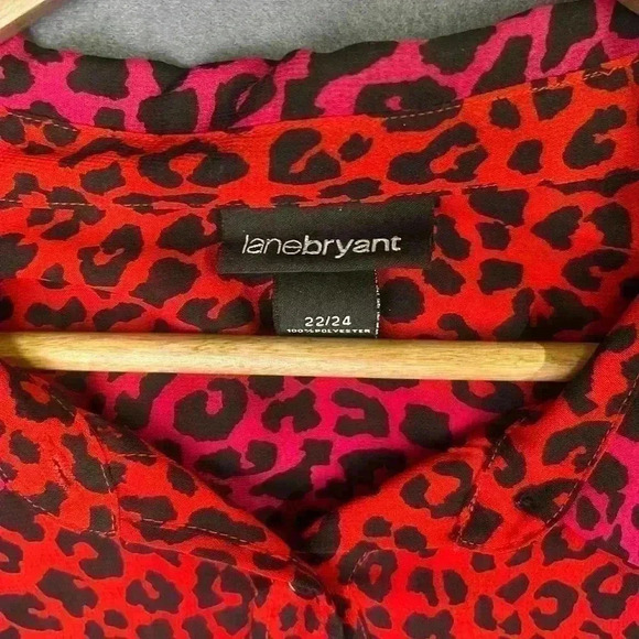 Lane Bryant Animal Print Blouse Womens 22/24 100% Poly lightweight Res pink 0385 - Picture 3 of 7